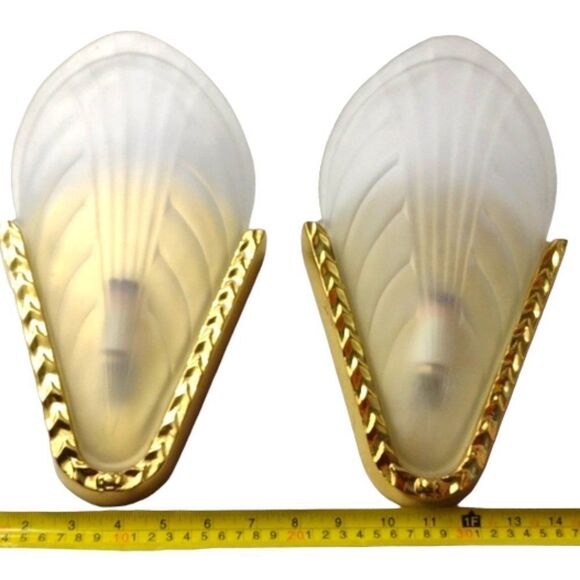 Artcraft Electric Luminaire Art Deco Style Solid Brass Slip Shade Sconce Lights - Picture 11 of 11